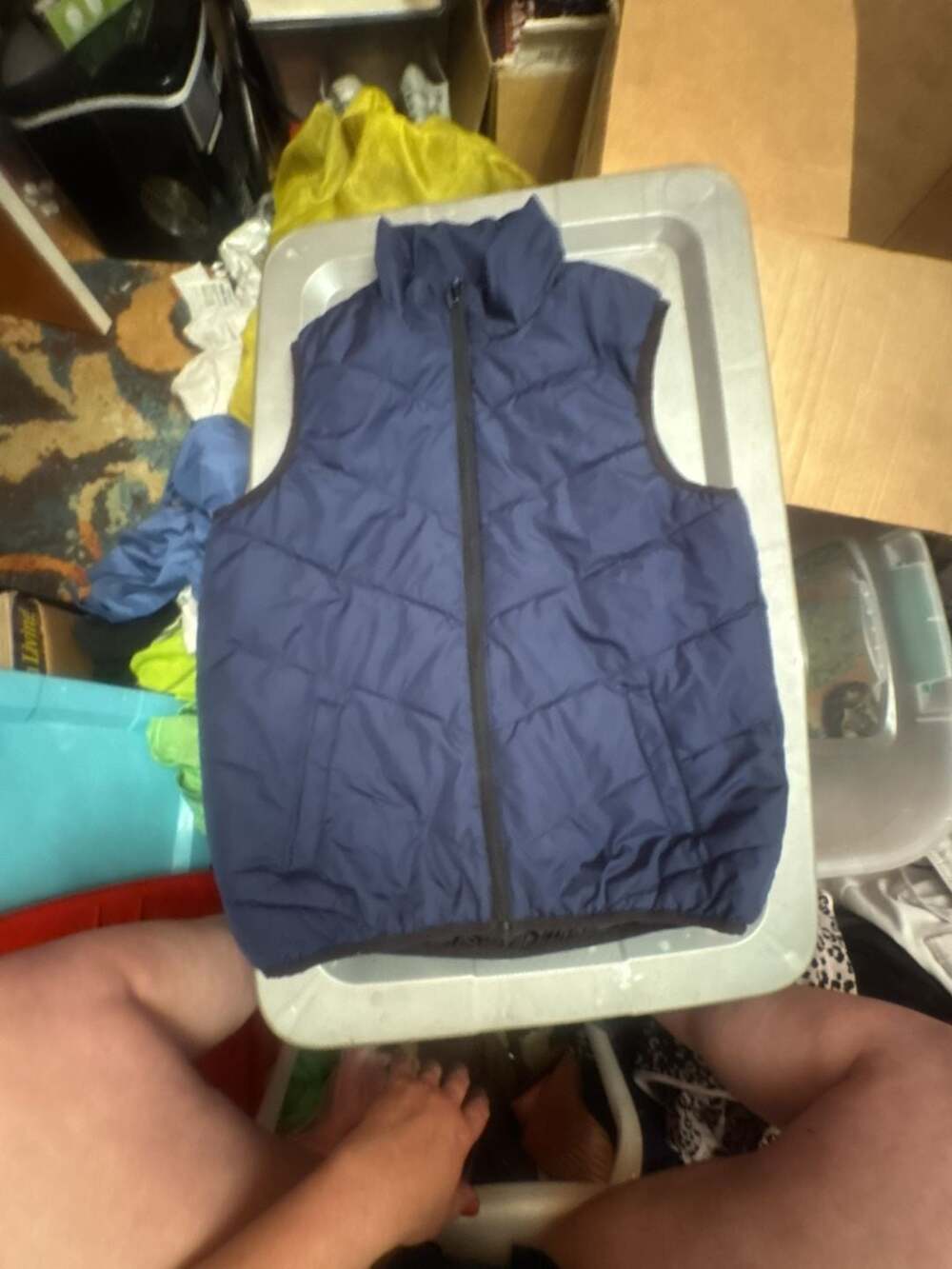 Xersion Boys' Navy Blue Chevron Quilted Puffer Vest